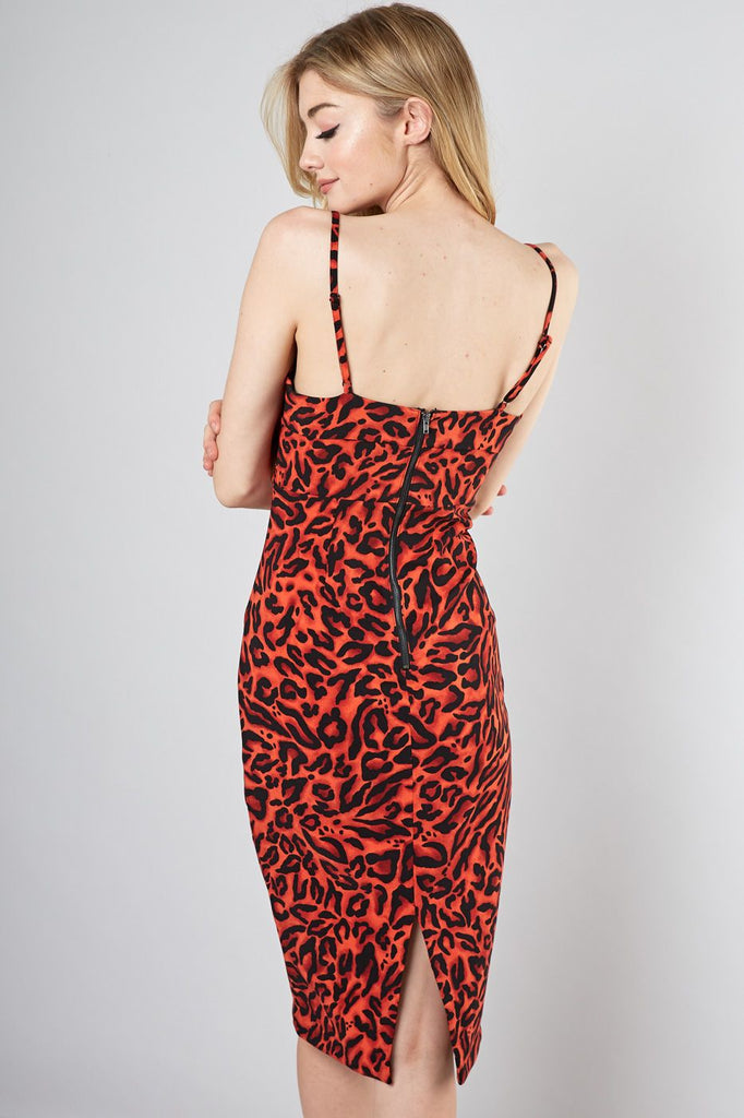Do And Be Red Leopard Midi Dress-Midi Dresses-Do and be-Deja Nu Boutique, Women's Fashion Boutique in Lampasas, Texas