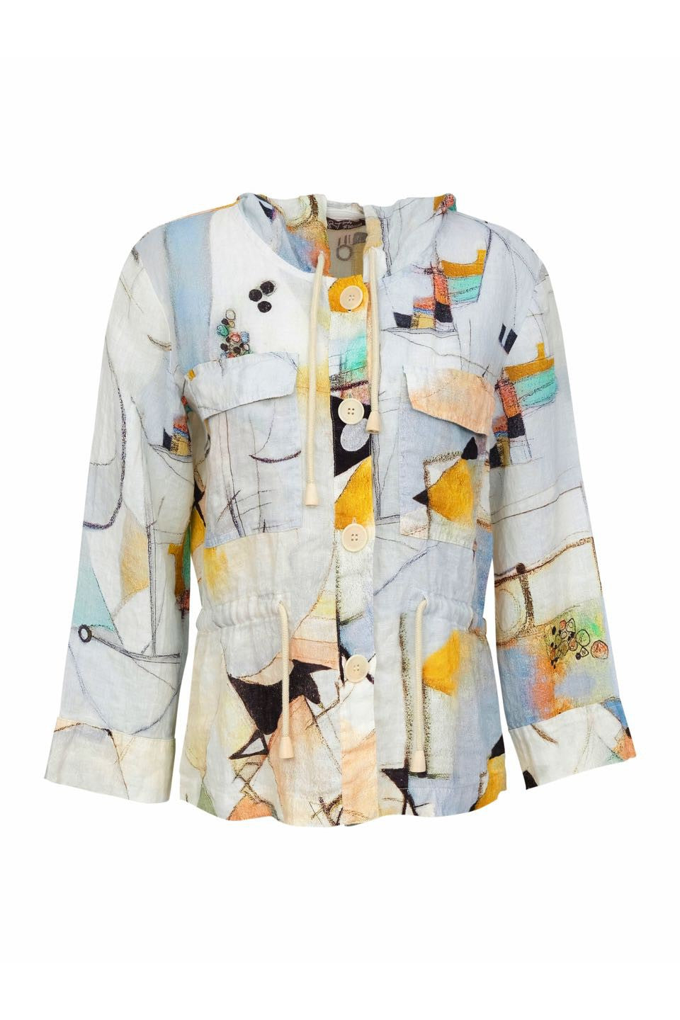 Dolcezza Simply Art Linen Jacket “Untitled 9” (23663)-Jackets-Dolcezza-Deja Nu Boutique, Women's Fashion Boutique in Lampasas, Texas