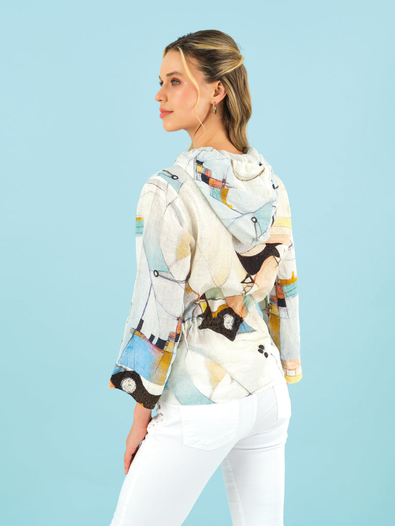 Dolcezza Simply Art Linen Jacket “Untitled 9” (23663)-Jackets-Dolcezza-Deja Nu Boutique, Women's Fashion Boutique in Lampasas, Texas