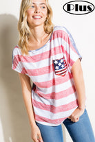 E Luna American Flag Plus Tee With Sequin Pocket Plus-Curvy/Plus Tops-E Luna-Deja Nu Boutique, Women's Fashion Boutique in Lampasas, Texas