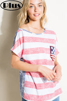 E Luna American Flag Plus Tee With Sequin Pocket Plus-Curvy/Plus Tops-E Luna-Deja Nu Boutique, Women's Fashion Boutique in Lampasas, Texas