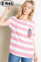 E Luna American Flag Plus Tee With Sequin Pocket Plus-Curvy/Plus Tops-E Luna-Deja Nu Boutique, Women's Fashion Boutique in Lampasas, Texas