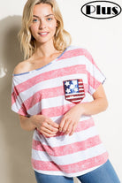 E Luna American Flag Plus Tee With Sequin Pocket Plus-Curvy/Plus Tops-E Luna-Deja Nu Boutique, Women's Fashion Boutique in Lampasas, Texas