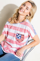 E Luna American Flag Plus Tee With Sequin Pocket Plus-Curvy/Plus Tops-E Luna-Deja Nu Boutique, Women's Fashion Boutique in Lampasas, Texas