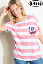 E Luna American Flag Plus Tee With Sequin Pocket Plus-Curvy/Plus Tops-E Luna-Deja Nu Boutique, Women's Fashion Boutique in Lampasas, Texas