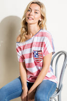 E Luna American Flag Plus Tee With Sequin Pocket Plus-Curvy/Plus Tops-E Luna-Deja Nu Boutique, Women's Fashion Boutique in Lampasas, Texas