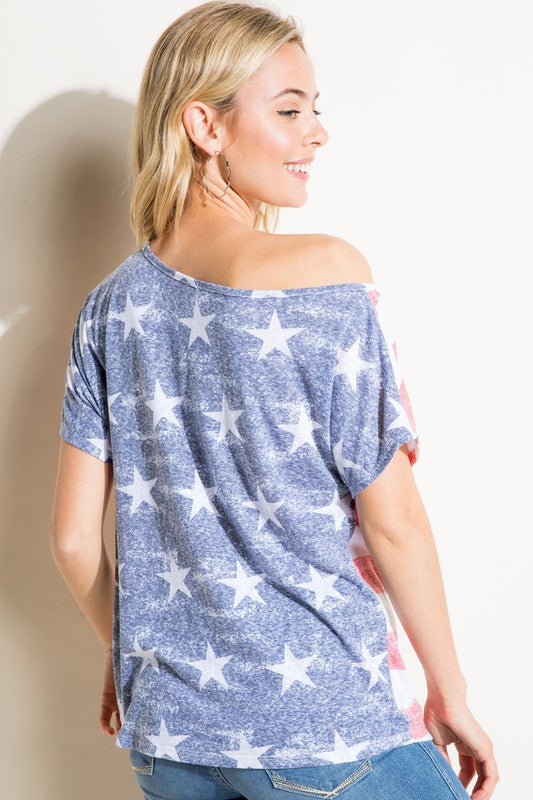 E Luna American Flag Plus Tee With Sequin Pocket Plus-Curvy/Plus Tops-E Luna-Deja Nu Boutique, Women's Fashion Boutique in Lampasas, Texas