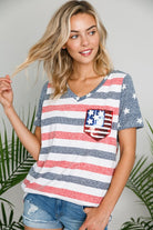 E Luna American Flag Tee With Sequin Pocket-Graphic Tees-E Luna-Deja Nu Boutique, Women's Fashion Boutique in Lampasas, Texas