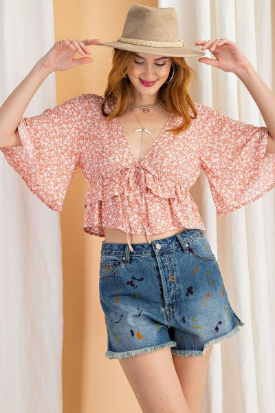 Easel Early Night Floral Printed Top-Tops-Easel-Deja Nu Boutique, Women's Fashion Boutique in Lampasas, Texas
