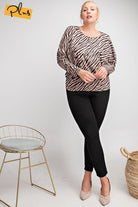 Easel Khaki Zebra Suede Plus Top-Curvy/Plus Tops-Easel-Deja Nu Boutique, Women's Fashion Boutique in Lampasas, Texas