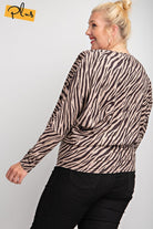 Easel Khaki Zebra Suede Plus Top-Curvy/Plus Tops-Easel-Deja Nu Boutique, Women's Fashion Boutique in Lampasas, Texas