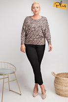 Easel Khaki Zebra Suede Plus Top-Curvy/Plus Tops-Easel-Deja Nu Boutique, Women's Fashion Boutique in Lampasas, Texas