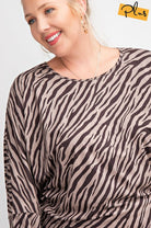 Easel Khaki Zebra Suede Plus Top-Curvy/Plus Tops-Easel-Deja Nu Boutique, Women's Fashion Boutique in Lampasas, Texas