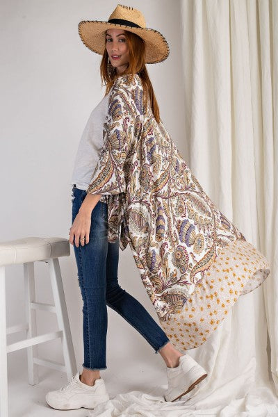 Easel Printed Kimono-Cardigans & Kimonos-Easel-Deja Nu Boutique, Women's Fashion Boutique in Lampasas, Texas