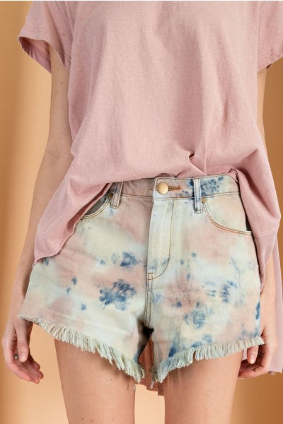 Easel Summertime Tie Dye Denim Shorts-Bottoms-Easel-Deja Nu Boutique, Women's Fashion Boutique in Lampasas, Texas