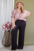 ee:some Mauve Animal Print V Neck Flowy Blouse With Pocket Plus-Curvy/Plus Blouses-ee:some-Deja Nu Boutique, Women's Fashion Boutique in Lampasas, Texas