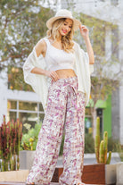 ee:some Violet Wide Leg Pants In A Paisley Print With Tie Front.-Bottoms-ee:some-Deja Nu Boutique, Women's Fashion Boutique in Lampasas, Texas