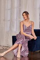 Emily Wonder Violet Mixed Floral Print Maxi Dress-Maxi Dresses-Emily Wonder-Deja Nu Boutique, Women's Fashion Boutique in Lampasas, Texas