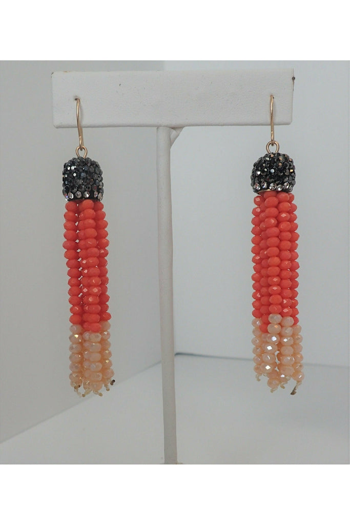 Emma Coral Color Beaded Dangle Earrings-Earrings-Emma-Deja Nu Boutique, Women's Fashion Boutique in Lampasas, Texas