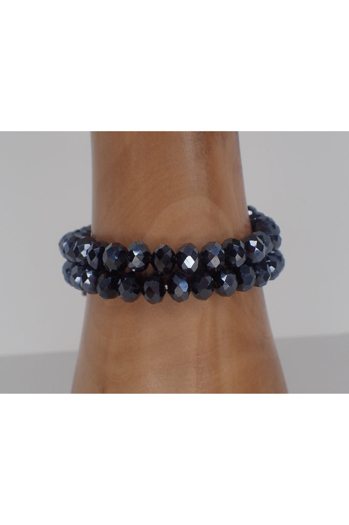 Emma Dark Blue Crystal Bracelet-Bracelets-Emma-Deja Nu Boutique, Women's Fashion Boutique in Lampasas, Texas