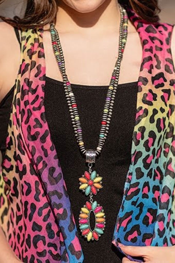 Emma Double Strand Necklace With Bright Squash Charm Set-Necklaces-Emma-Deja Nu Boutique, Women's Fashion Boutique in Lampasas, Texas