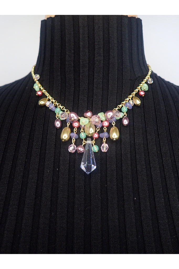 Emma Gold Chain With Multi Colored Beads-Necklaces-Emma-Deja Nu Boutique, Women's Fashion Boutique in Lampasas, Texas