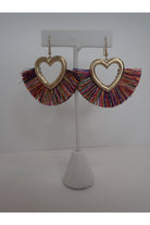 Lost & Found Trading Co. Gold Heart Earring With Rainbow Fringe-Earrings-Lost And Found-Deja Nu Boutique, Women's Fashion Boutique in Lampasas, Texas