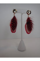 Emma Gold Stud Earring With Red Faux Leopard Feathers-Earrings-Emma-Deja Nu Boutique, Women's Fashion Boutique in Lampasas, Texas