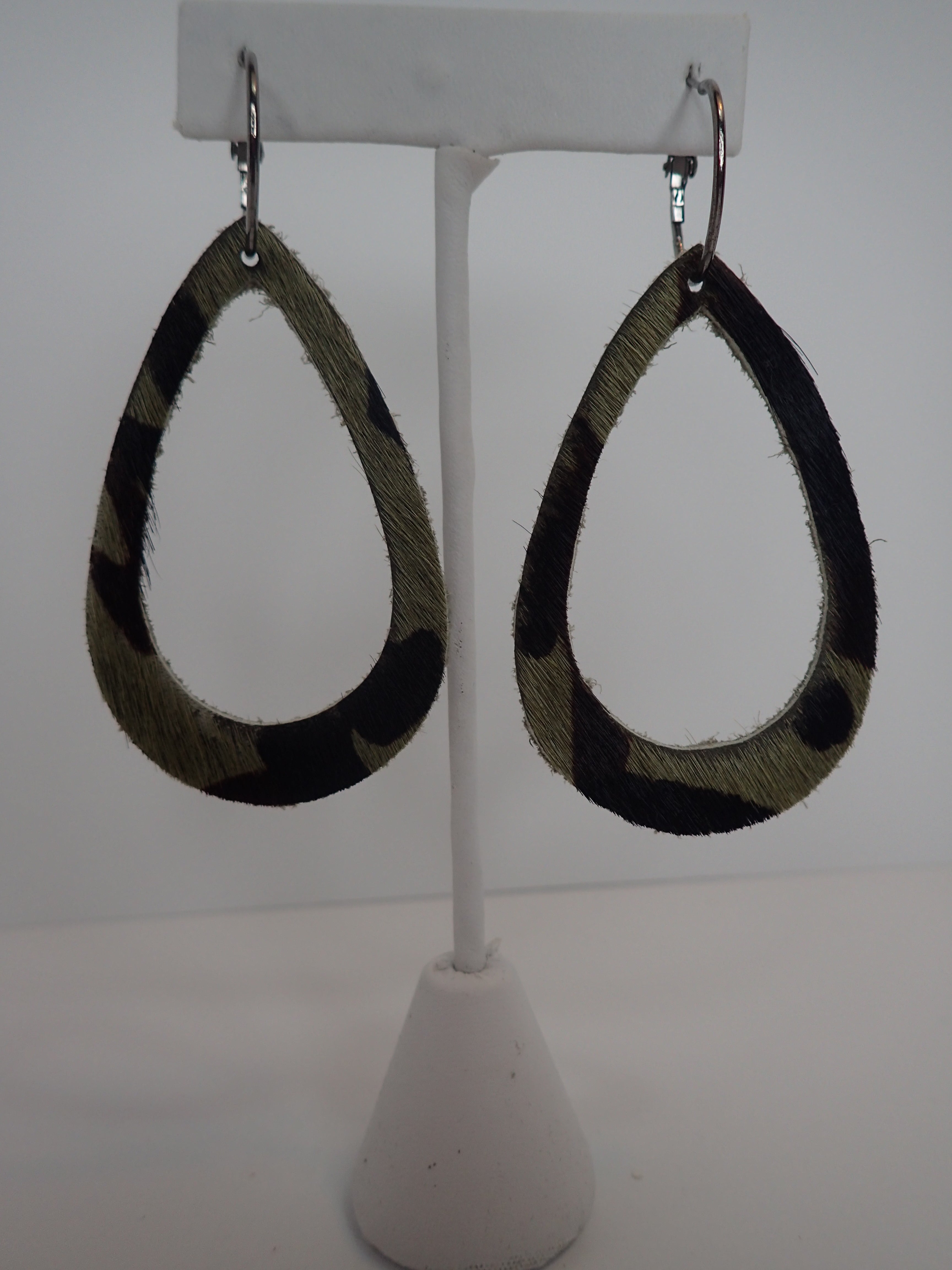 Emma Leather Camouflage Teardrop Earring-Earrings-Emma-Deja Nu Boutique, Women's Fashion Boutique in Lampasas, Texas