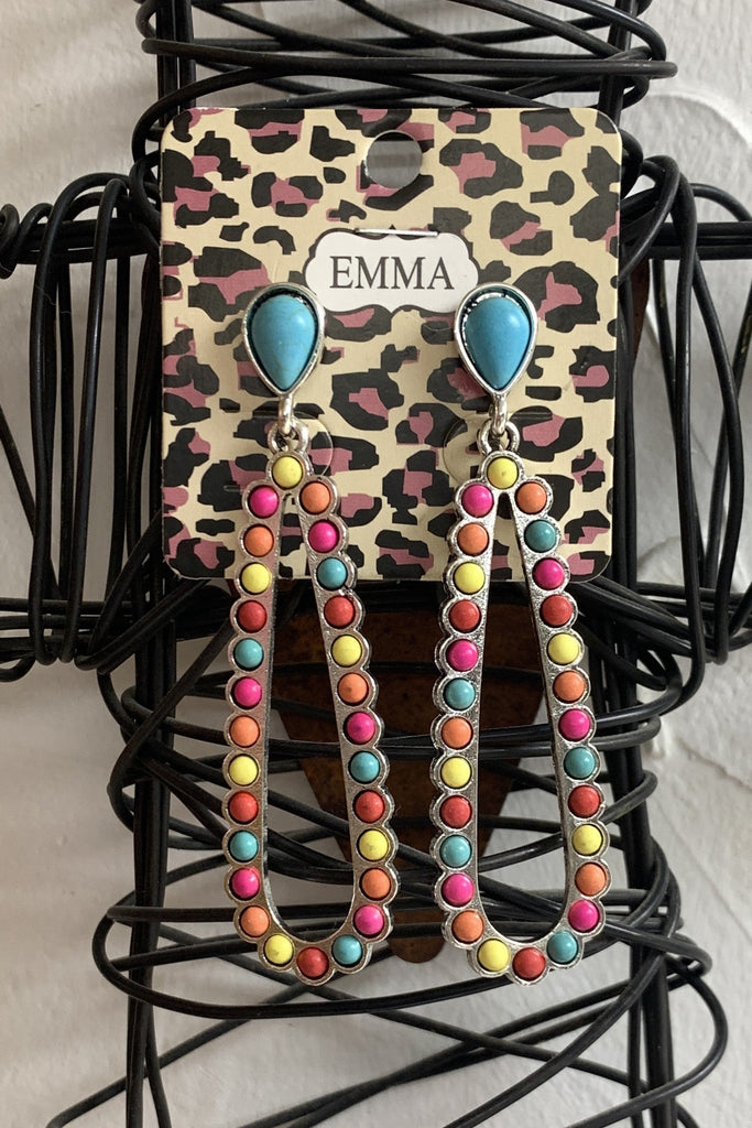 Emma Multi Color Teardrop Earring With Turquoise Post-Earrings-Emma-Deja Nu Boutique, Women's Fashion Boutique in Lampasas, Texas