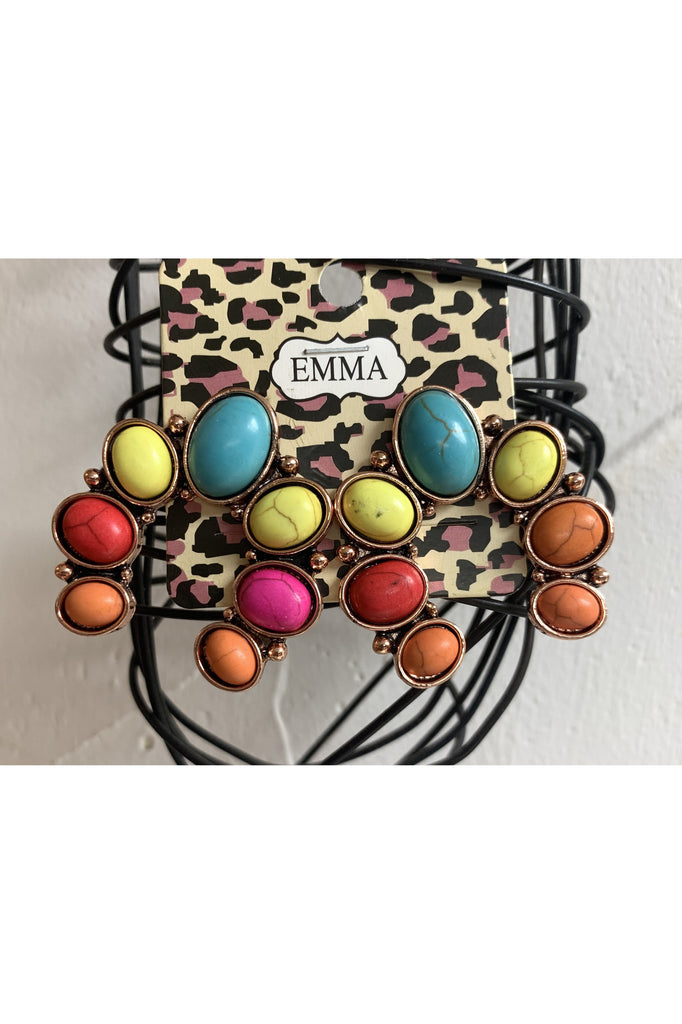 Emma Multi Colored Squash Blossom Earring-Earrings-Emma-Deja Nu Boutique, Women's Fashion Boutique in Lampasas, Texas
