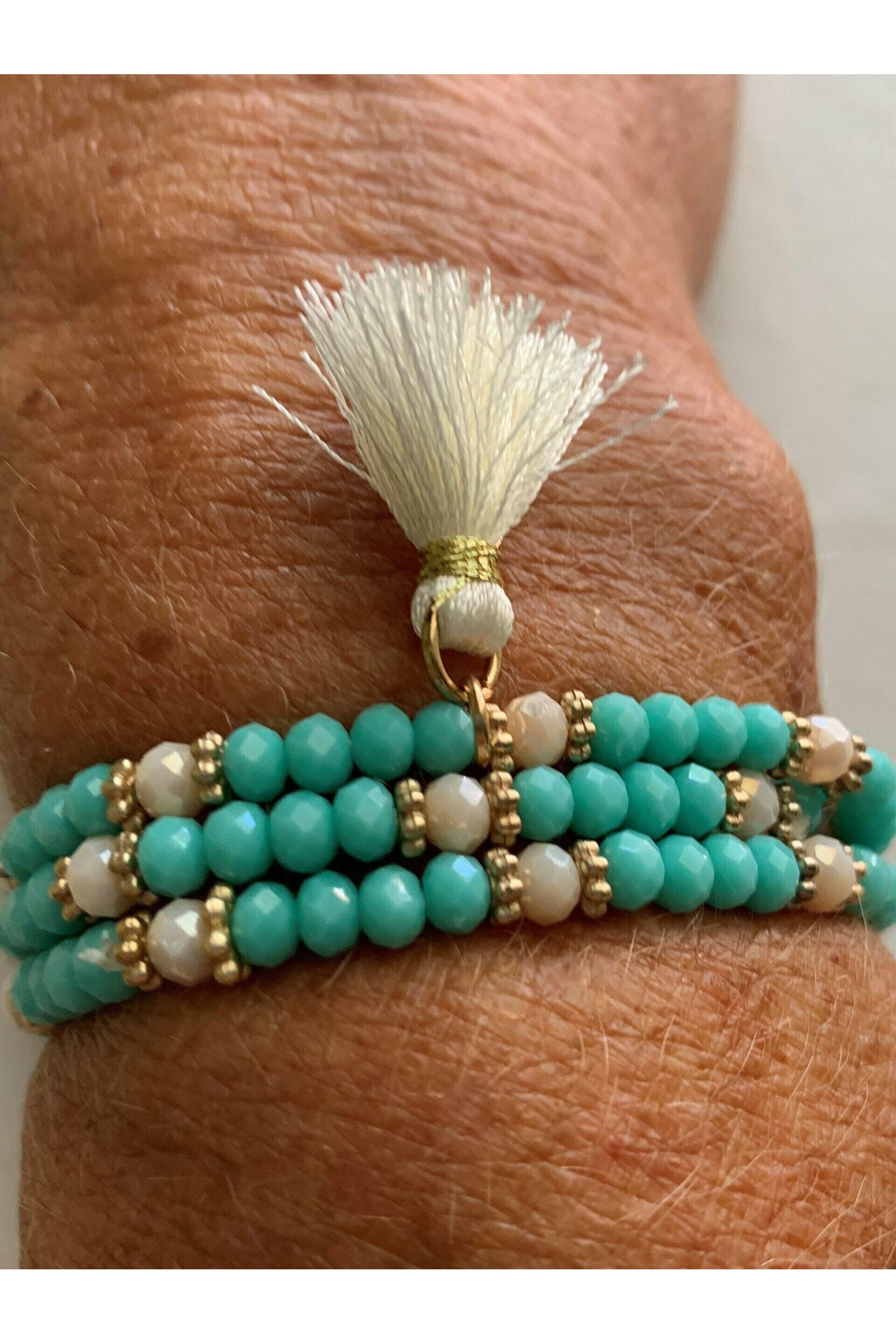 Emma Multi Strand Turquoise And Pearl Bracelet-Bracelets-Emma-Deja Nu Boutique, Women's Fashion Boutique in Lampasas, Texas