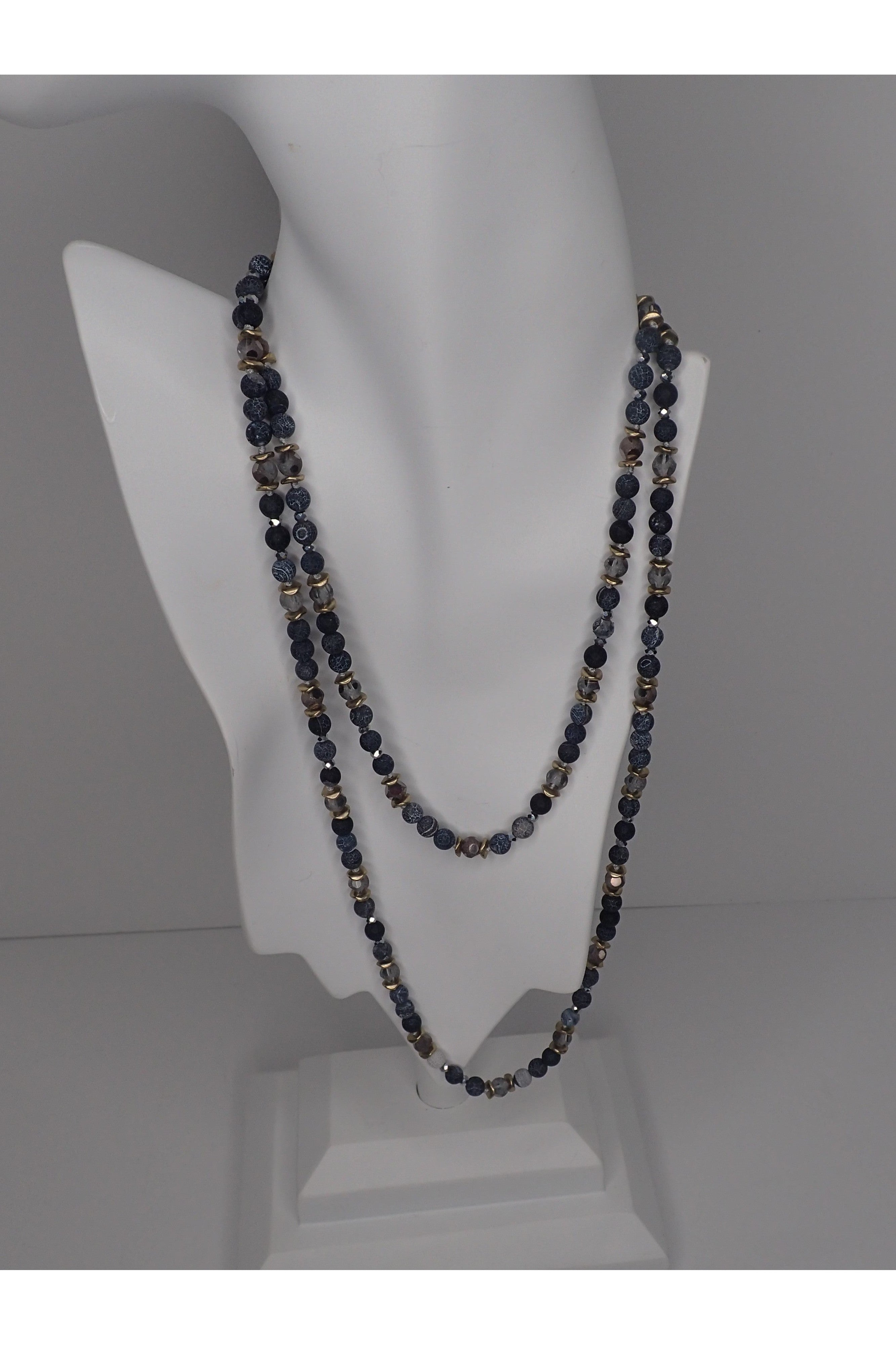 Emma Natural Stone And Crystal Beaded Long Necklace - Two Colors-Necklaces-Emma-Deja Nu Boutique, Women's Fashion Boutique in Lampasas, Texas