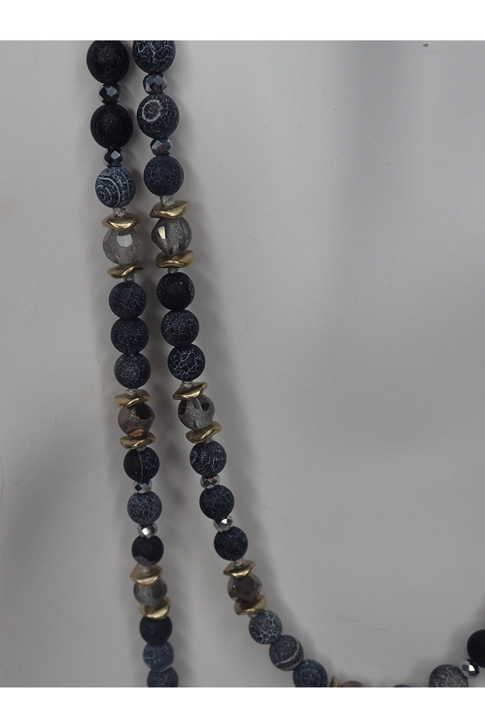 Emma Natural Stone And Crystal Beaded Long Necklace - Two Colors-Necklaces-Emma-Deja Nu Boutique, Women's Fashion Boutique in Lampasas, Texas