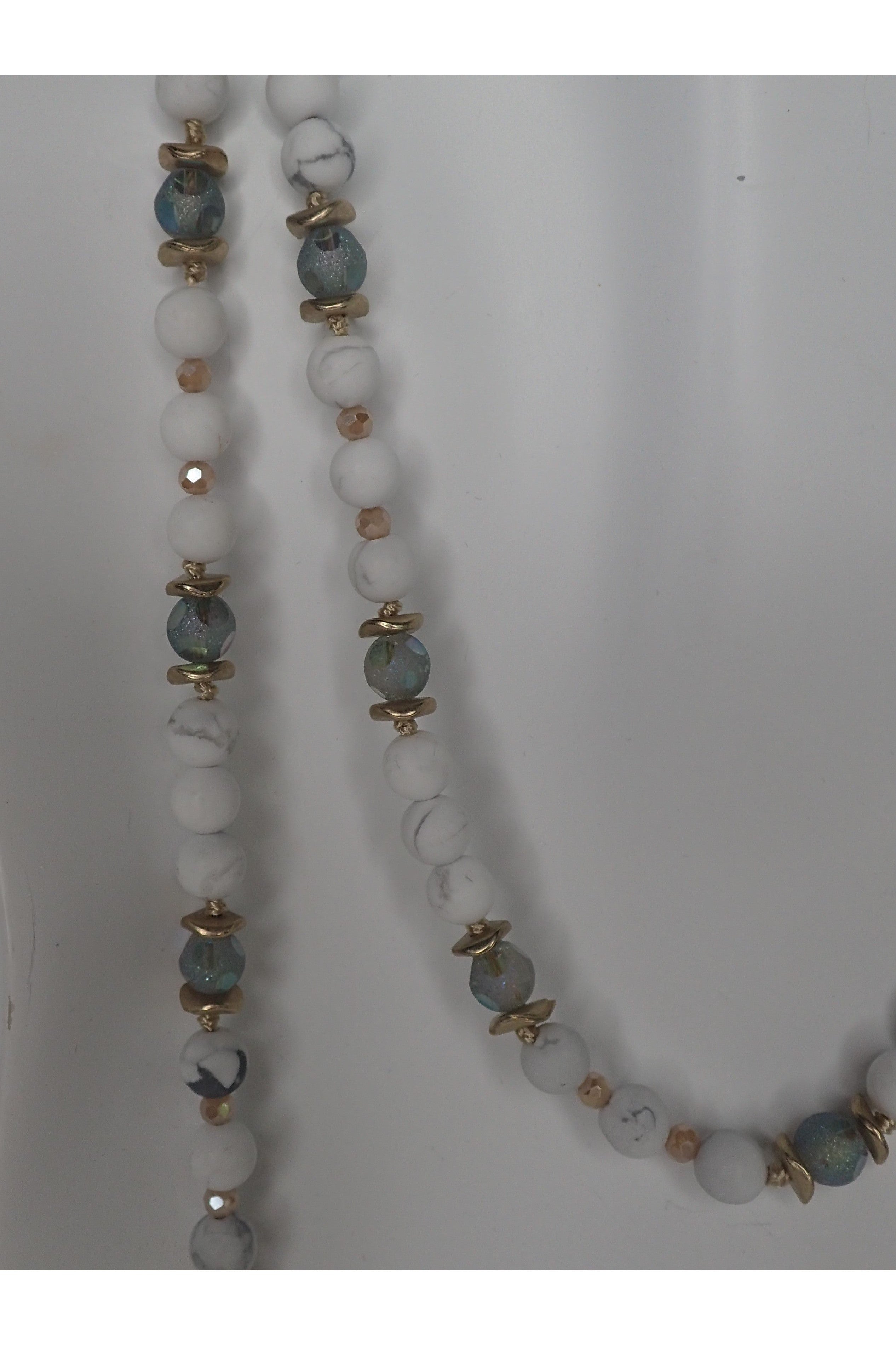 Emma Natural Stone And Crystal Beaded Long Necklace - Two Colors-Necklaces-Emma-Deja Nu Boutique, Women's Fashion Boutique in Lampasas, Texas