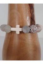 Emma Natural Stone Cross And Rhinestone Bracelet-Bracelets-Emma-Deja Nu Boutique, Women's Fashion Boutique in Lampasas, Texas