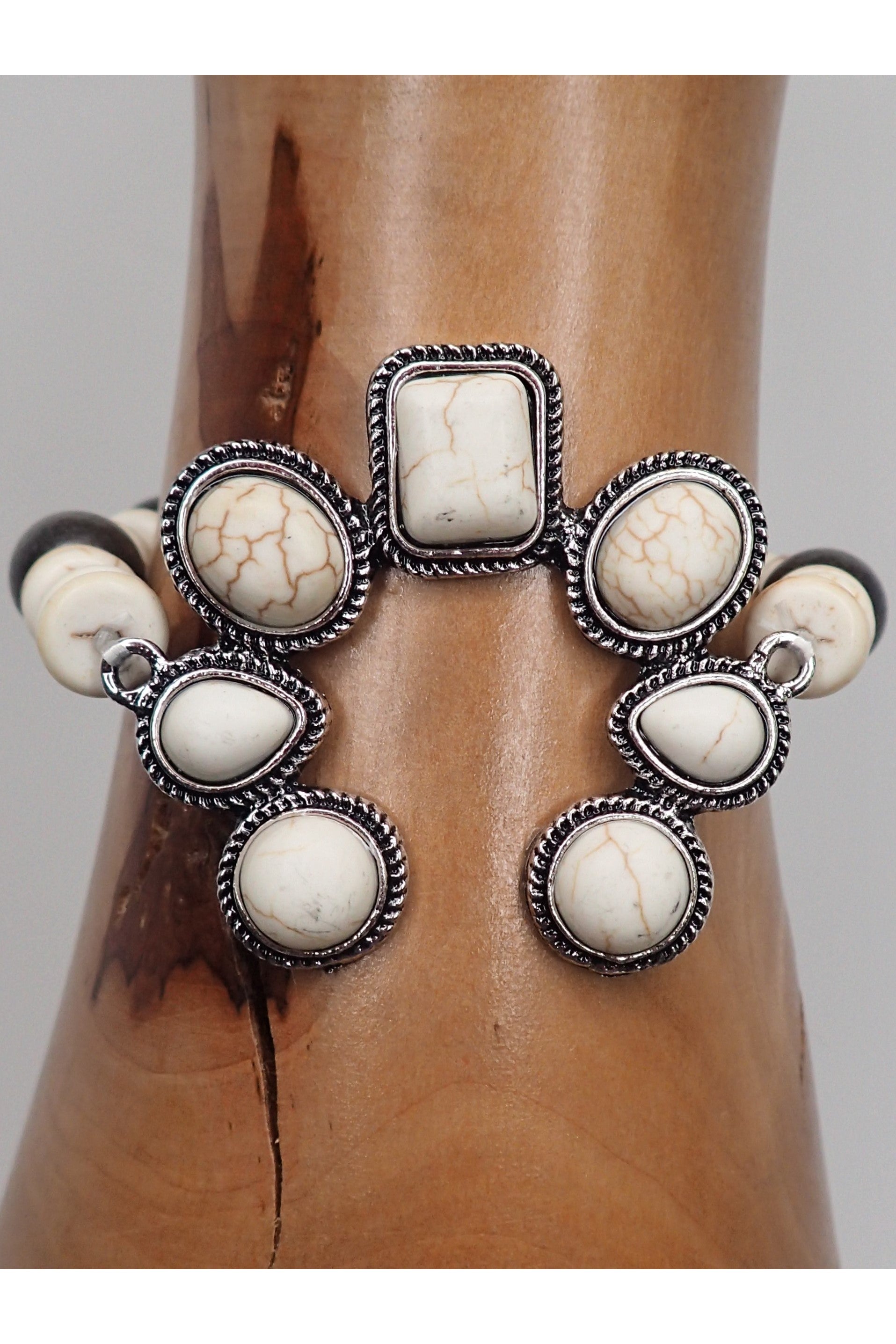 Emma Natural Stone Stretch Horseshoe Shaped Bracelet-Bracelets-Emma-Deja Nu Boutique, Women's Fashion Boutique in Lampasas, Texas