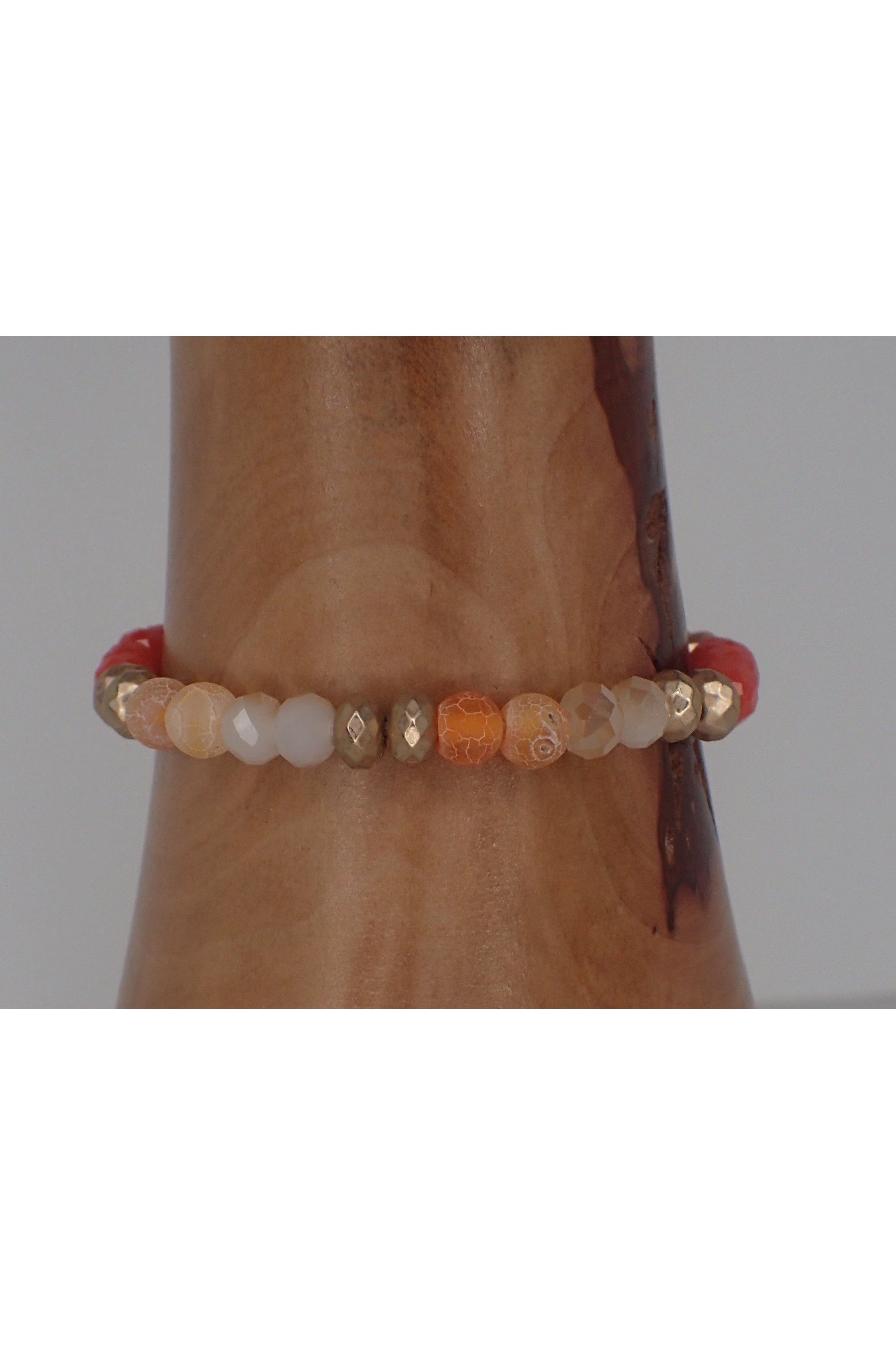 Emma Orange And Smokey Topaz Stretch Bracelet-Bracelets-Emma-Deja Nu Boutique, Women's Fashion Boutique in Lampasas, Texas