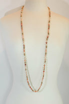 Emma Peaches And Cream Necklace With Frosted Leopard Beads-Necklaces-Emma-Deja Nu Boutique, Women's Fashion Boutique in Lampasas, Texas