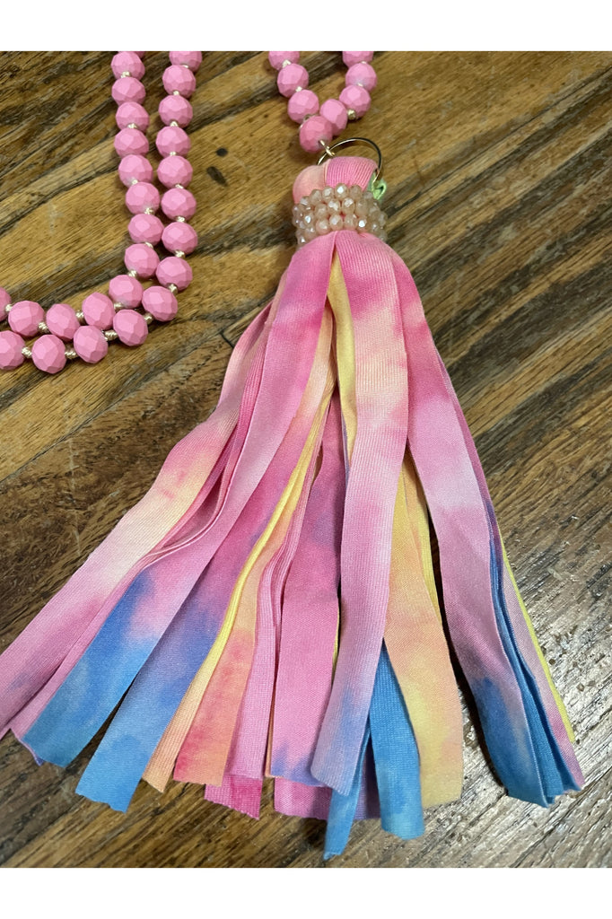Emma Pink Tie Dye Necklace Set-Necklaces-Emma-Deja Nu Boutique, Women's Fashion Boutique in Lampasas, Texas