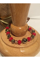 Emma Red And Gold Single Strand Stretch Bracelet-Bracelets-Emma-Deja Nu Boutique, Women's Fashion Boutique in Lampasas, Texas