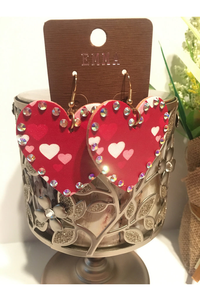 Emma Red Leather Heart Earrings-Earrings-Emma-Deja Nu Boutique, Women's Fashion Boutique in Lampasas, Texas