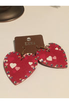 Emma Red Leather Heart Earrings-Earrings-Emma-Deja Nu Boutique, Women's Fashion Boutique in Lampasas, Texas