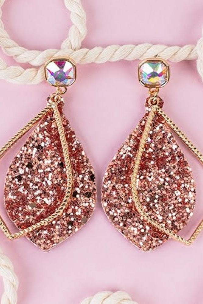 Emma Rose Gold Sparkle Earring With AB Crystal Post-Earrings-Emma-Deja Nu Boutique, Women's Fashion Boutique in Lampasas, Texas