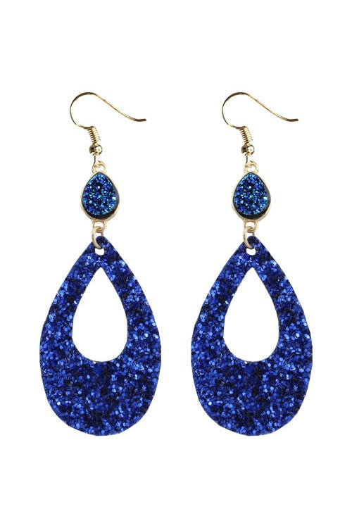 Emma Royal Blue Drusy Crystal Earring-Earrings-Emma-Deja Nu Boutique, Women's Fashion Boutique in Lampasas, Texas