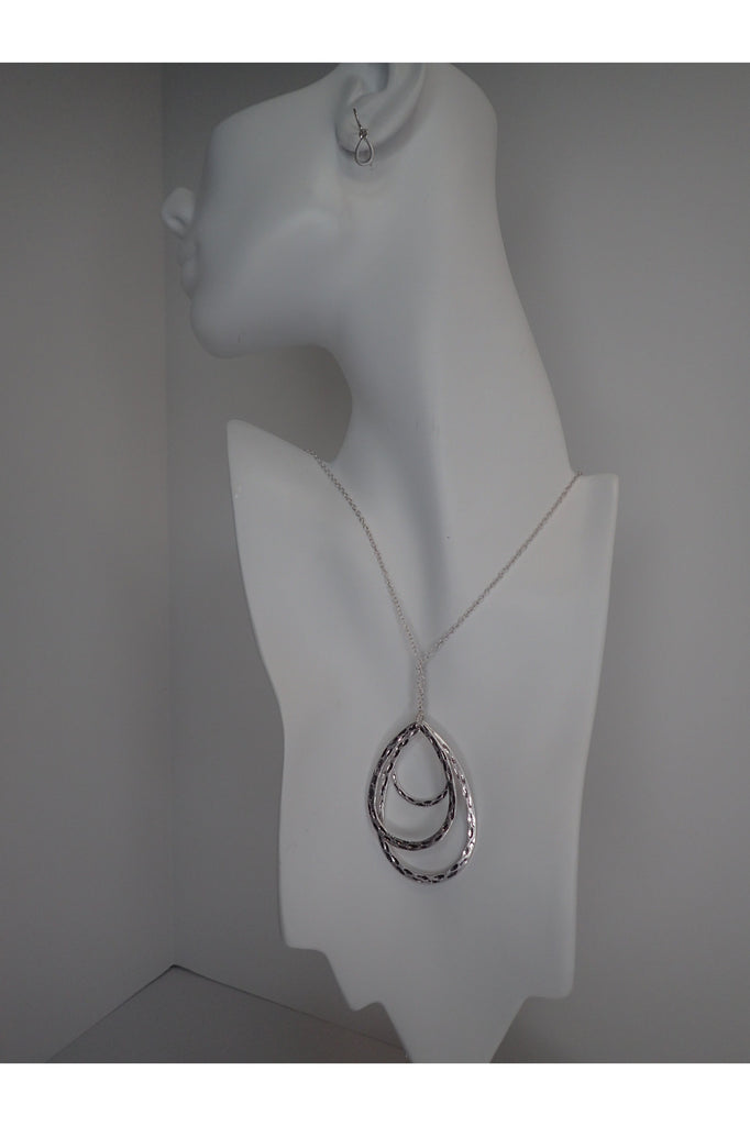 Emma Silver Necklace Set With Three Teardrops Set-Necklaces-Emma-Deja Nu Boutique, Women's Fashion Boutique in Lampasas, Texas
