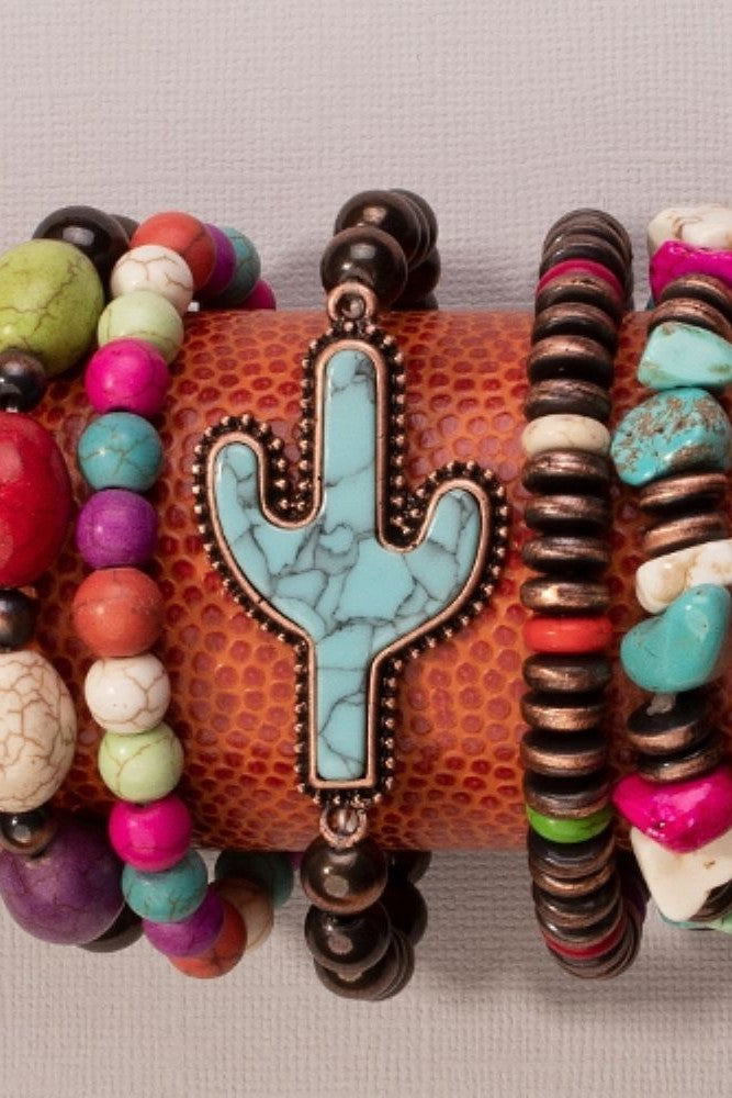 Emma Stackable Turquoise Cactus Bracelet In Bright Colors-Bracelets-Emma-Deja Nu Boutique, Women's Fashion Boutique in Lampasas, Texas