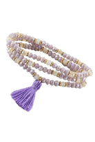 Emma Three Strand Lilac Crystal And Gold Tassel Bracelet-Bracelets-Emma-Deja Nu Boutique, Women's Fashion Boutique in Lampasas, Texas