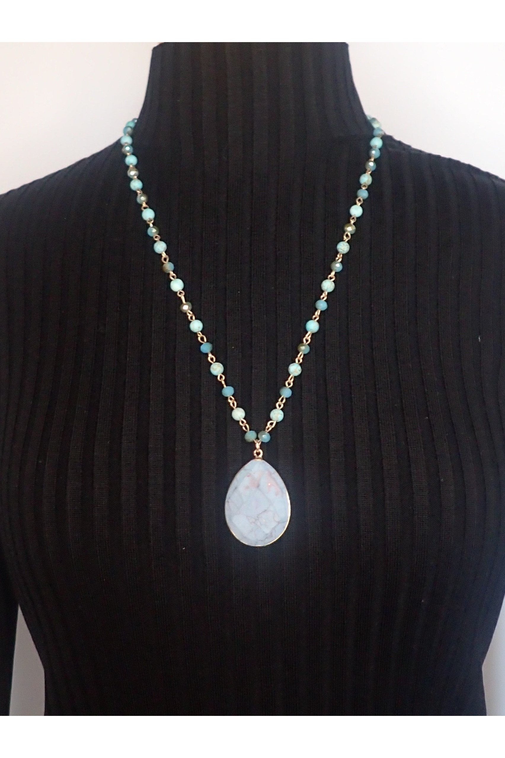 Emma Turquoise Drop Necklace-Necklaces-Emma-Deja Nu Boutique, Women's Fashion Boutique in Lampasas, Texas