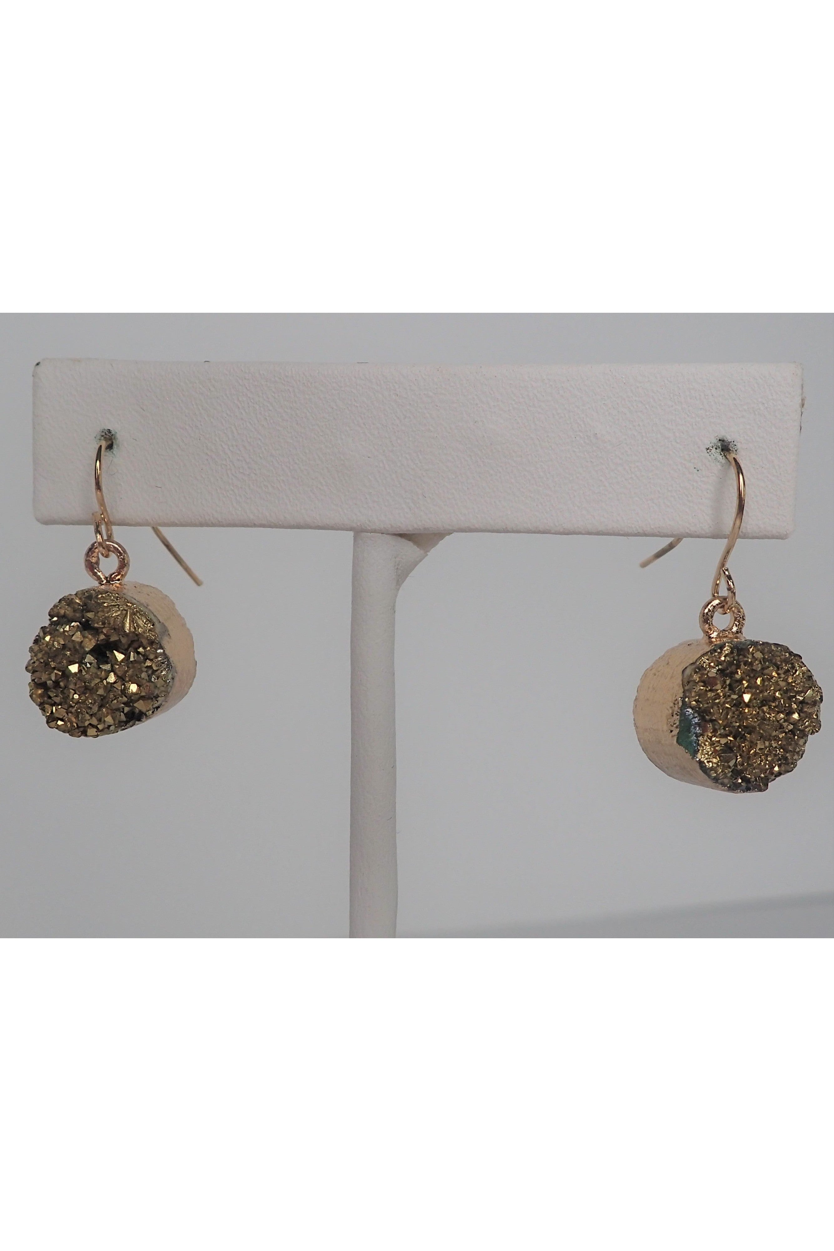 Emma Yellow Druzy Drop Earrings-Earrings-Emma-Deja Nu Boutique, Women's Fashion Boutique in Lampasas, Texas